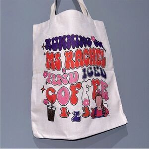 RUNNING ON MS. RACHEL AND ICED COFFEE TOTE BAG